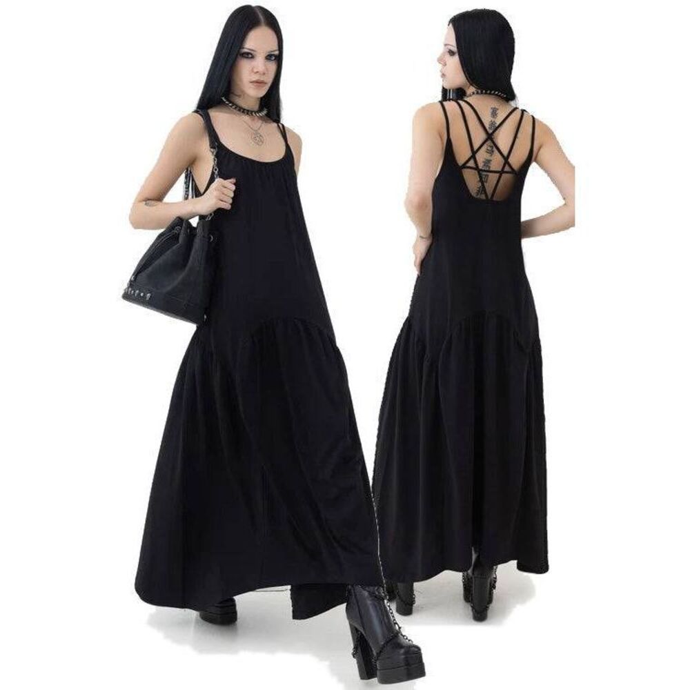 Killstar Black Strappy Back Maxi Dress